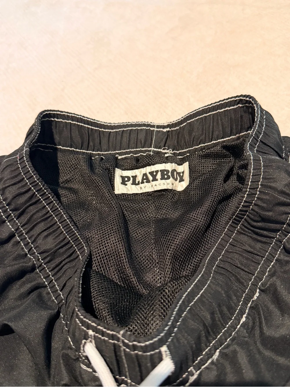 PLAYBOY Black Swim Shorts with White Logo